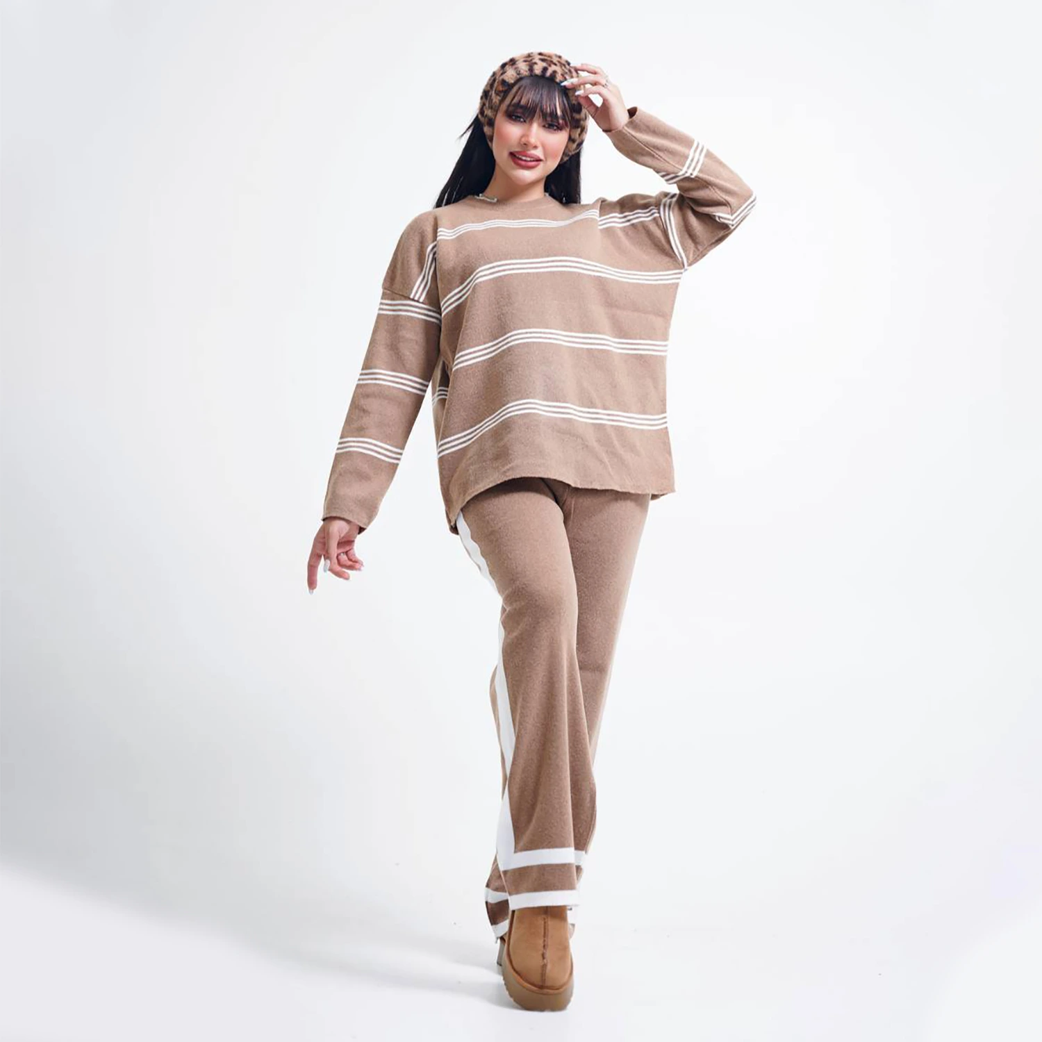 شلوار بافت خط دار