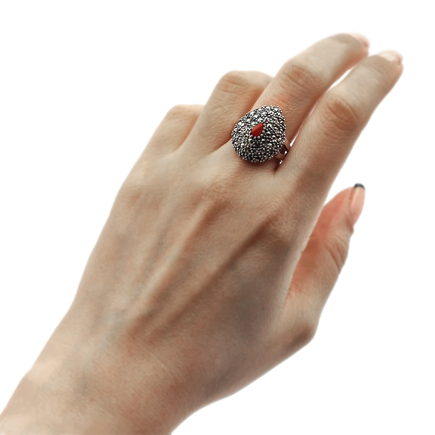 انگشتر سیاه قلم نقره اشک