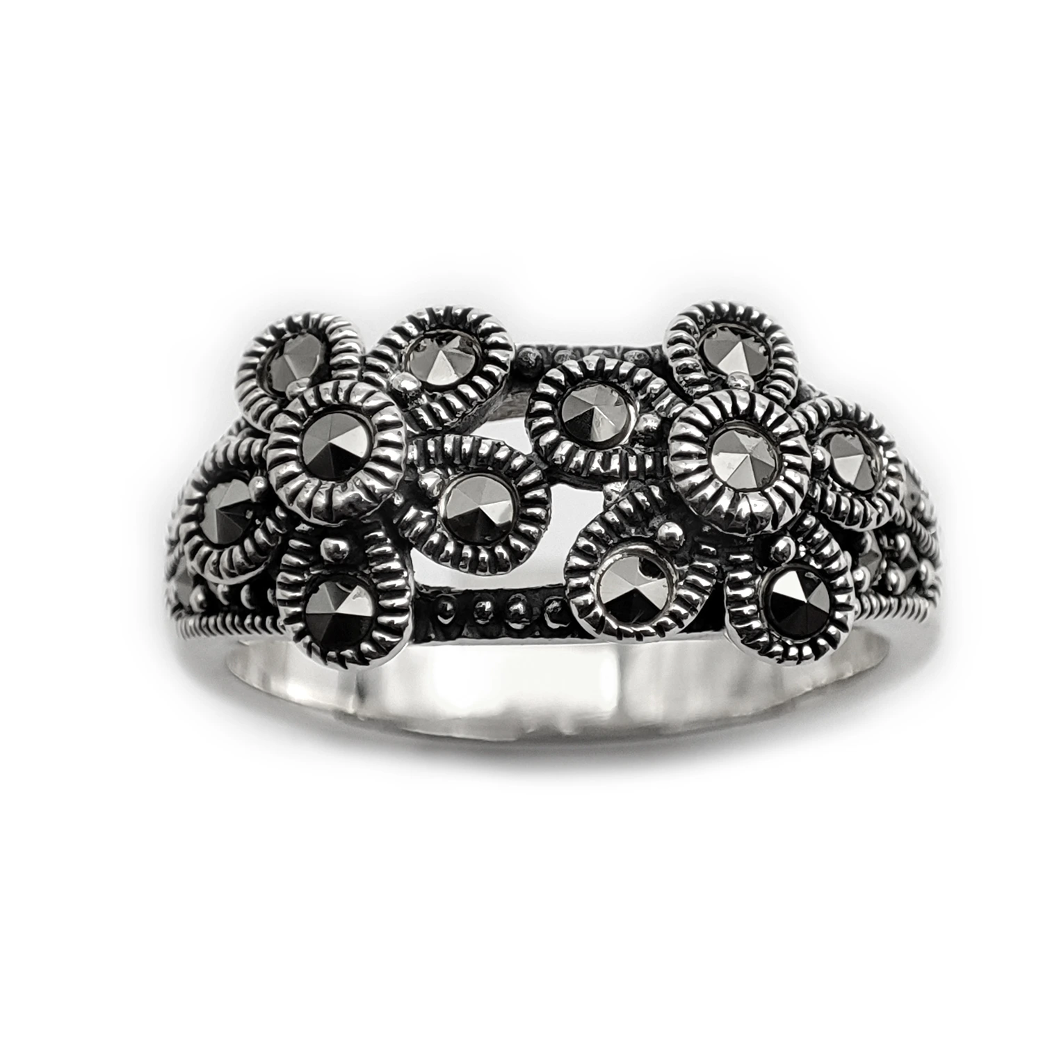 انگشتر سیاه قلم نقره دو گل انگشتر سیاه قلم نقره دو گل