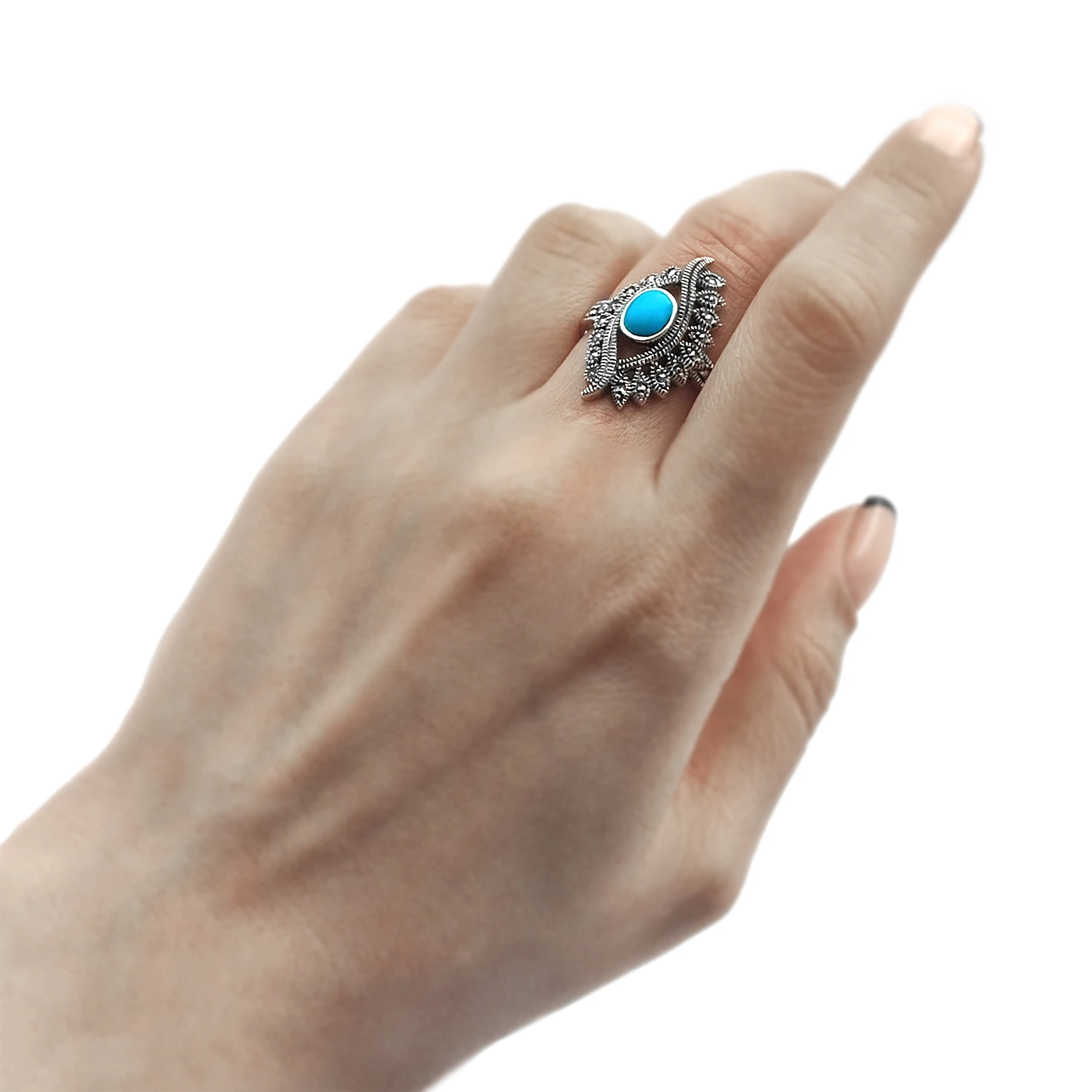 انگشتر نقره چشم سیاه قلم