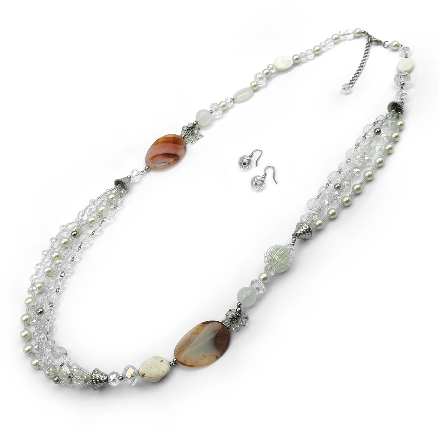 رولباسی و گوشواره عقیق مروارید