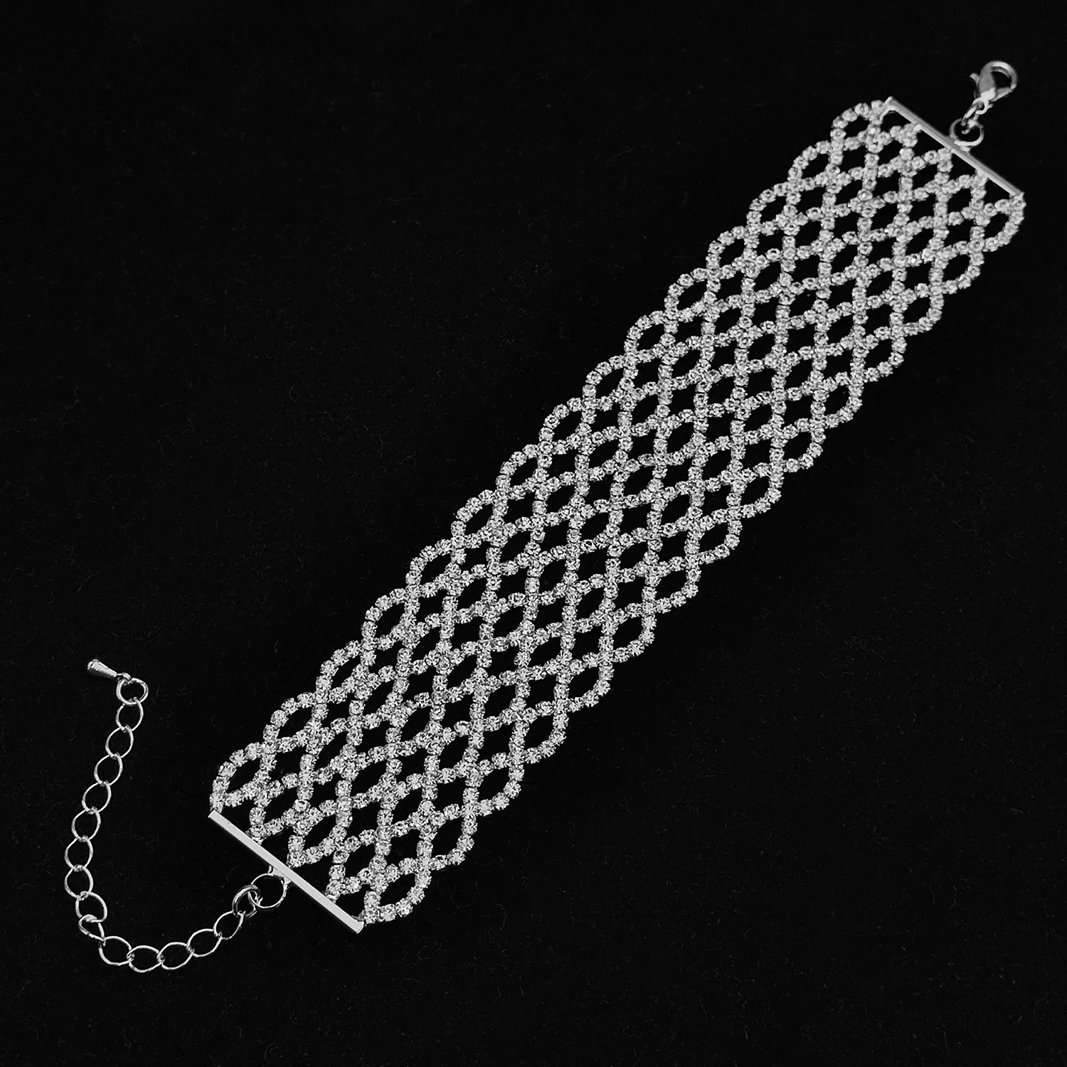 دستبند طرح جواهر پهن سبدی