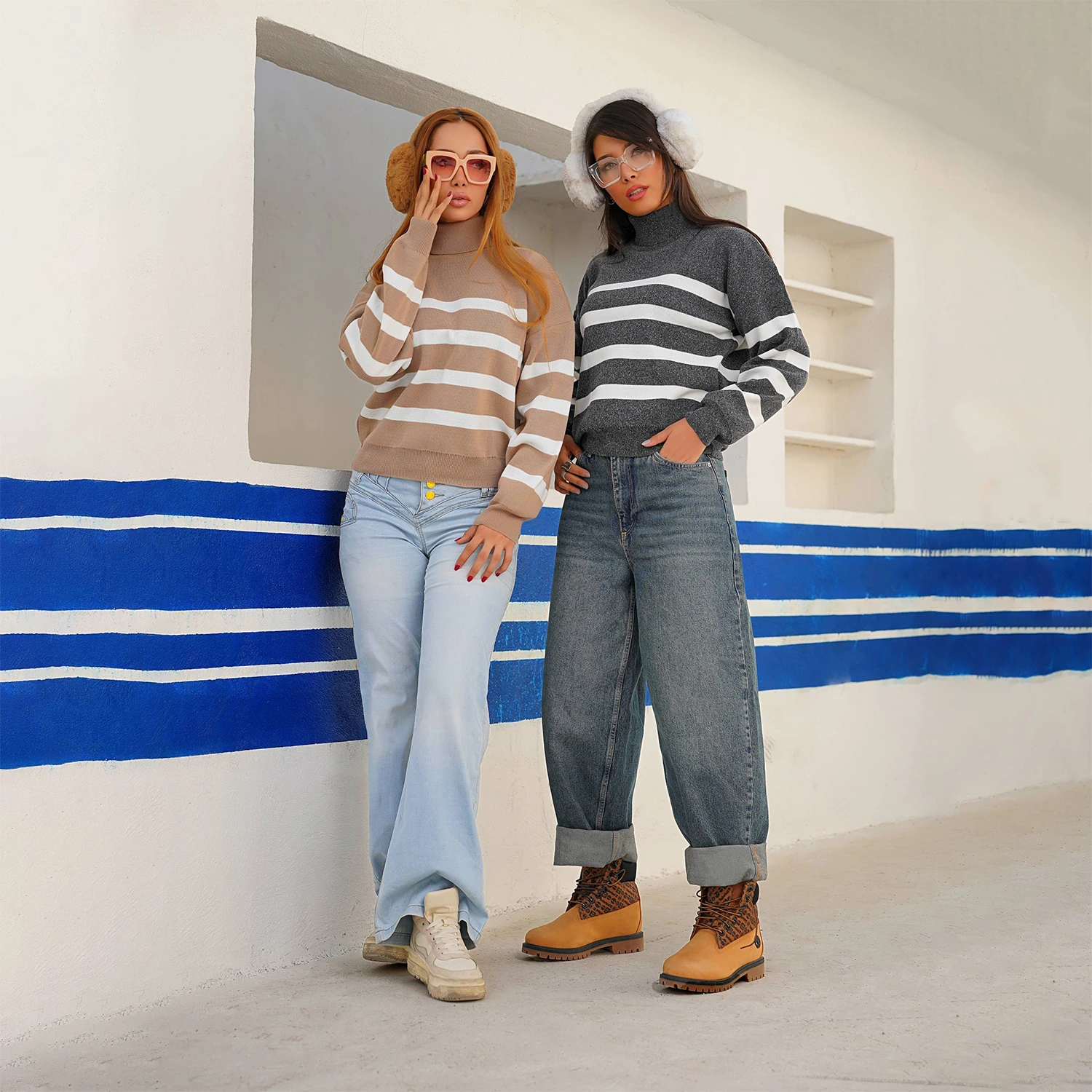 بافت یقه اسکی راه راه