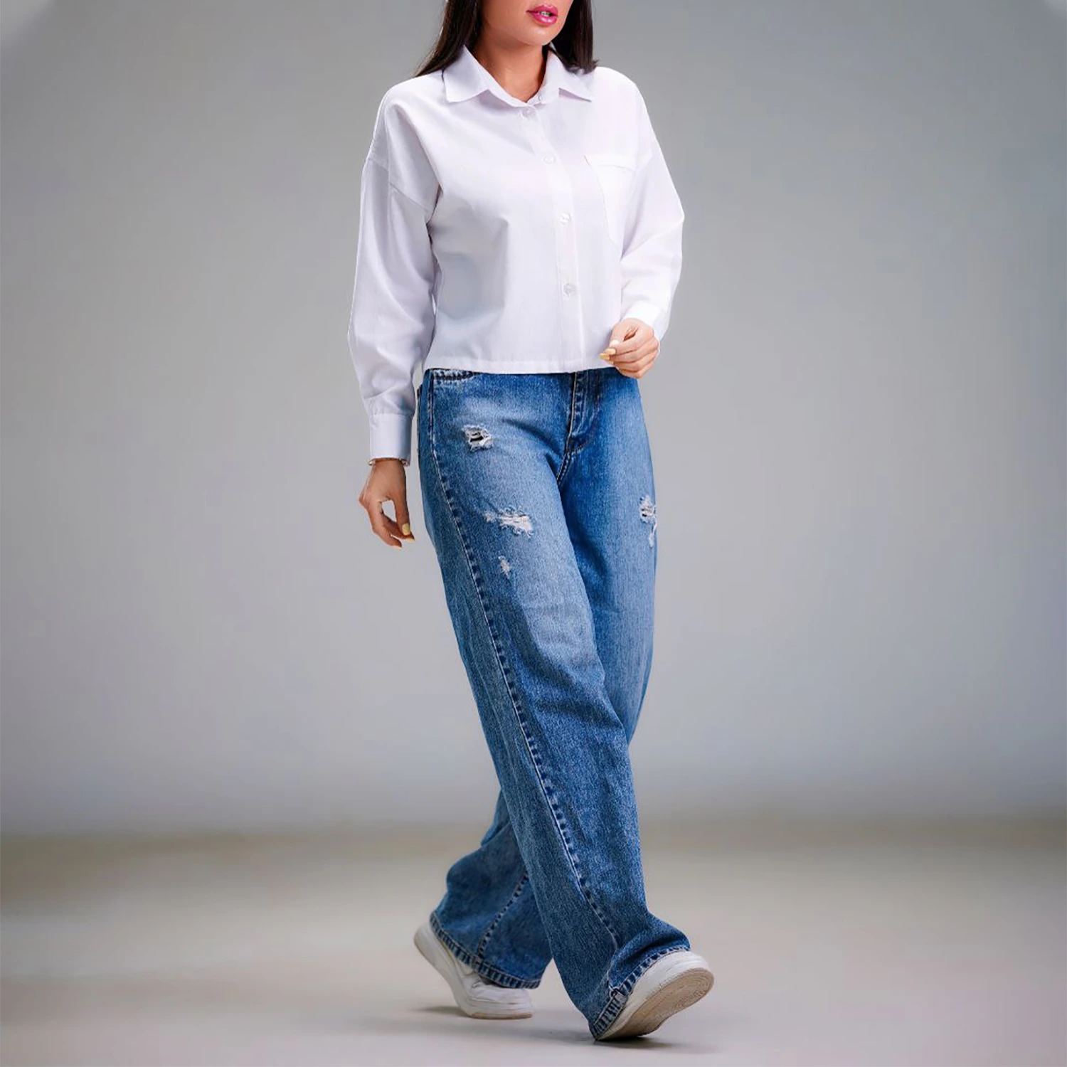 شومیز کراپ جیب پاکتی