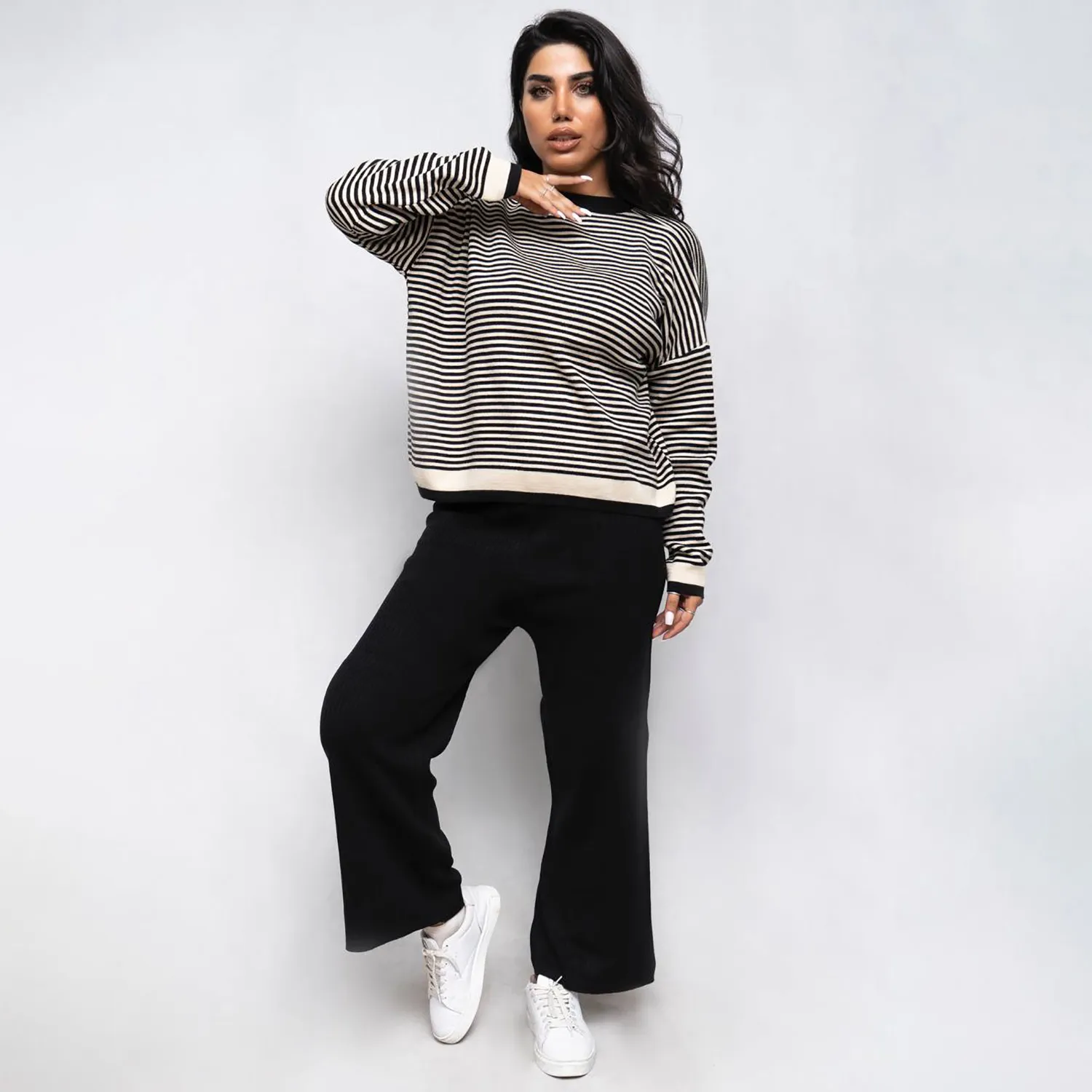 ست بافت راه راه ریز زنانه