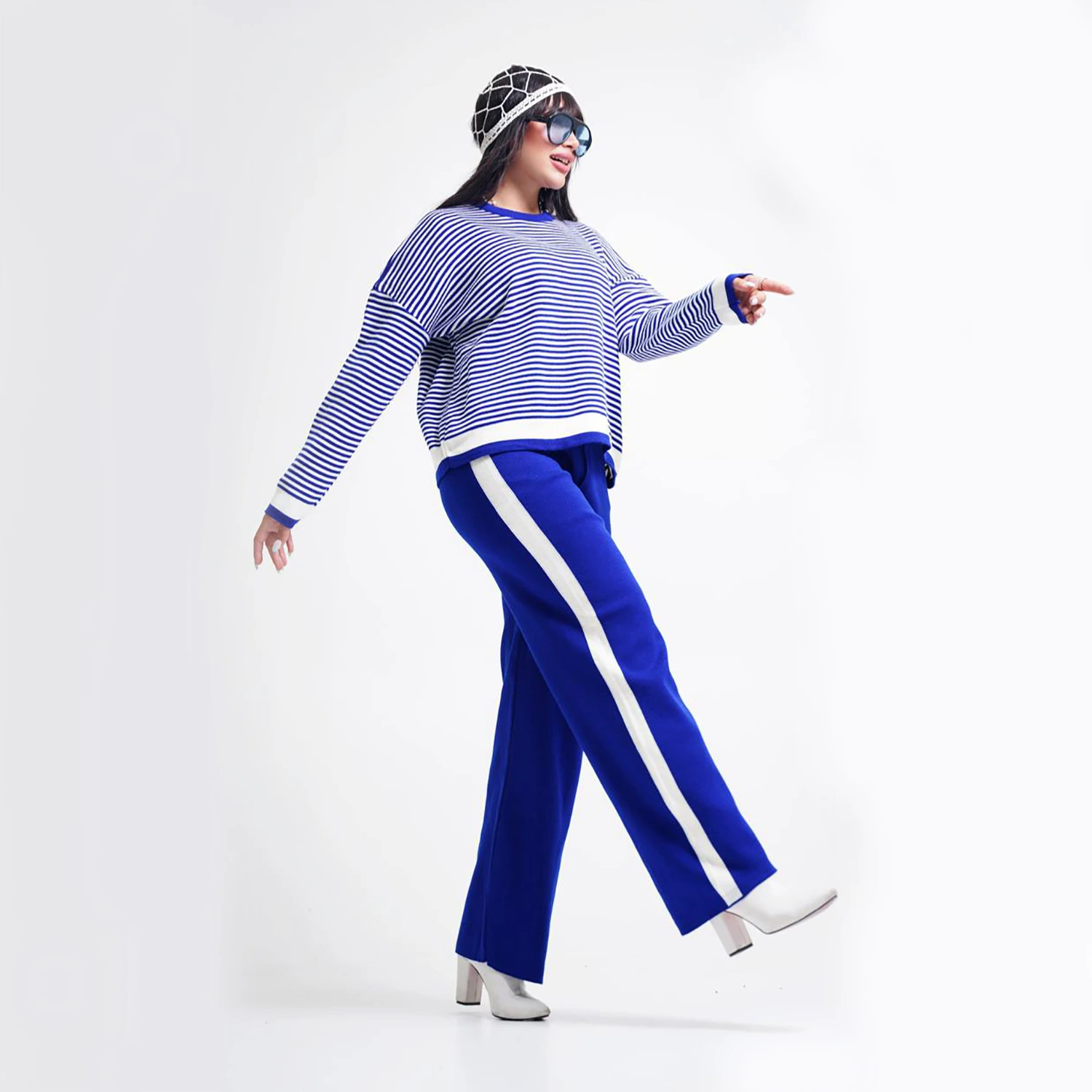 ست بافت راه راه ریز زنانه