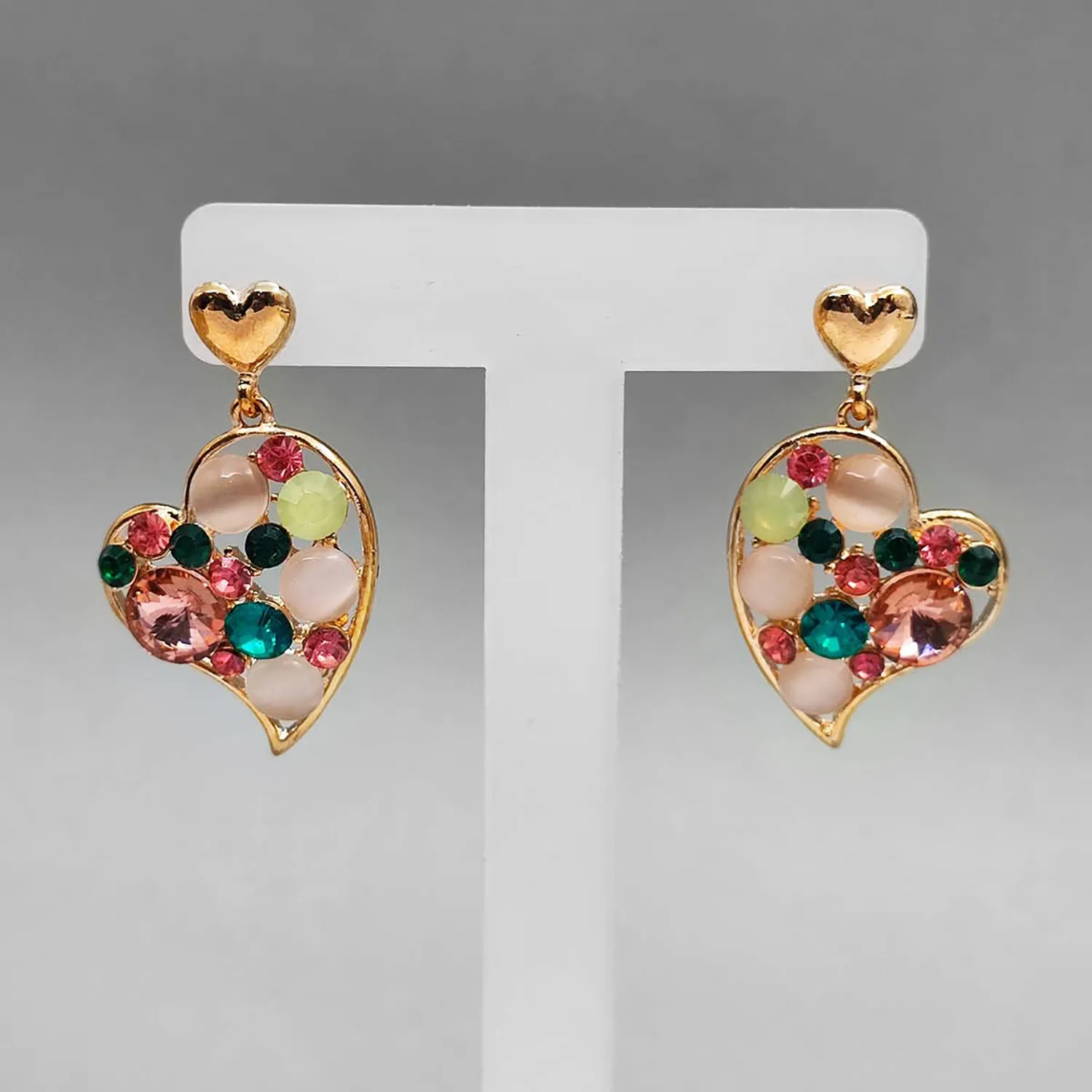 گوشواره قلب رنگین کمونی