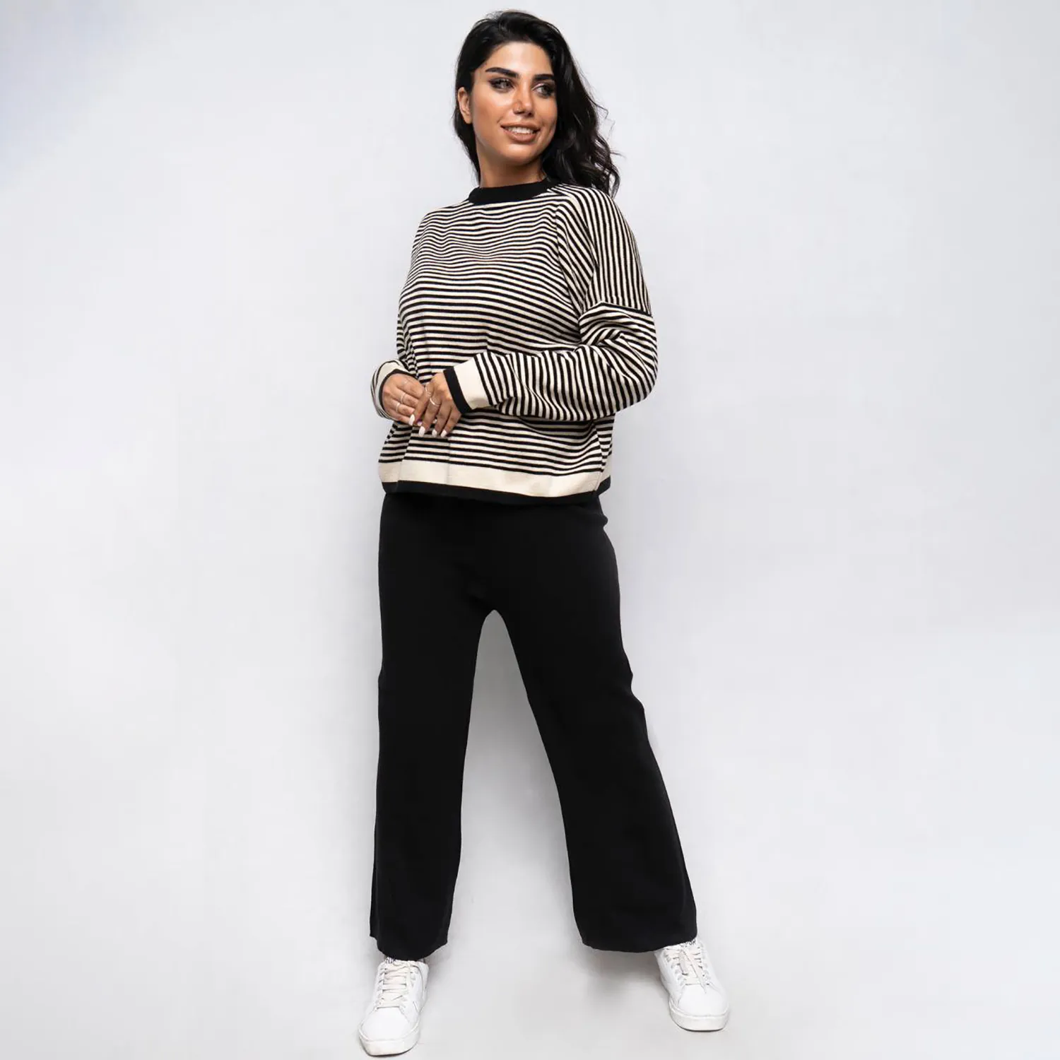 ست بافت راه راه ریز زنانه