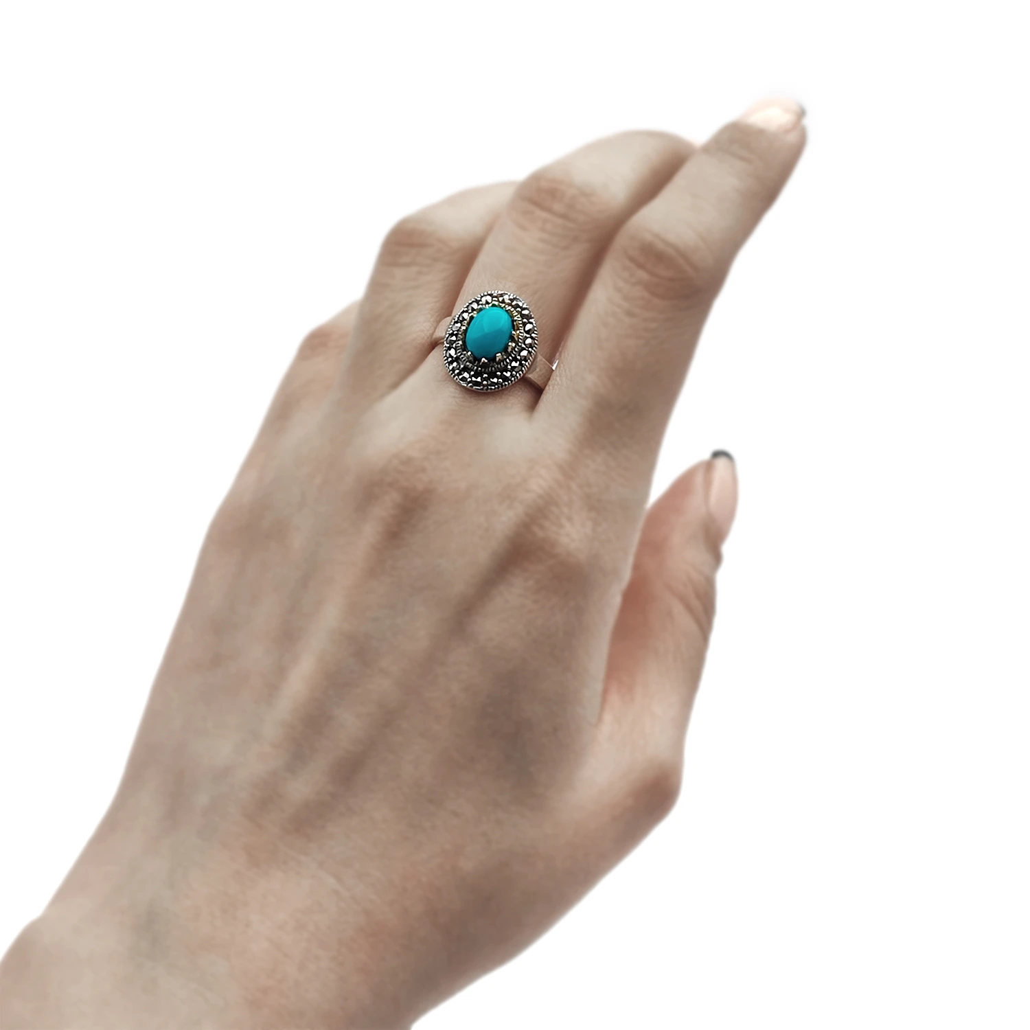 انگشتر  نقره نگین فیروزه