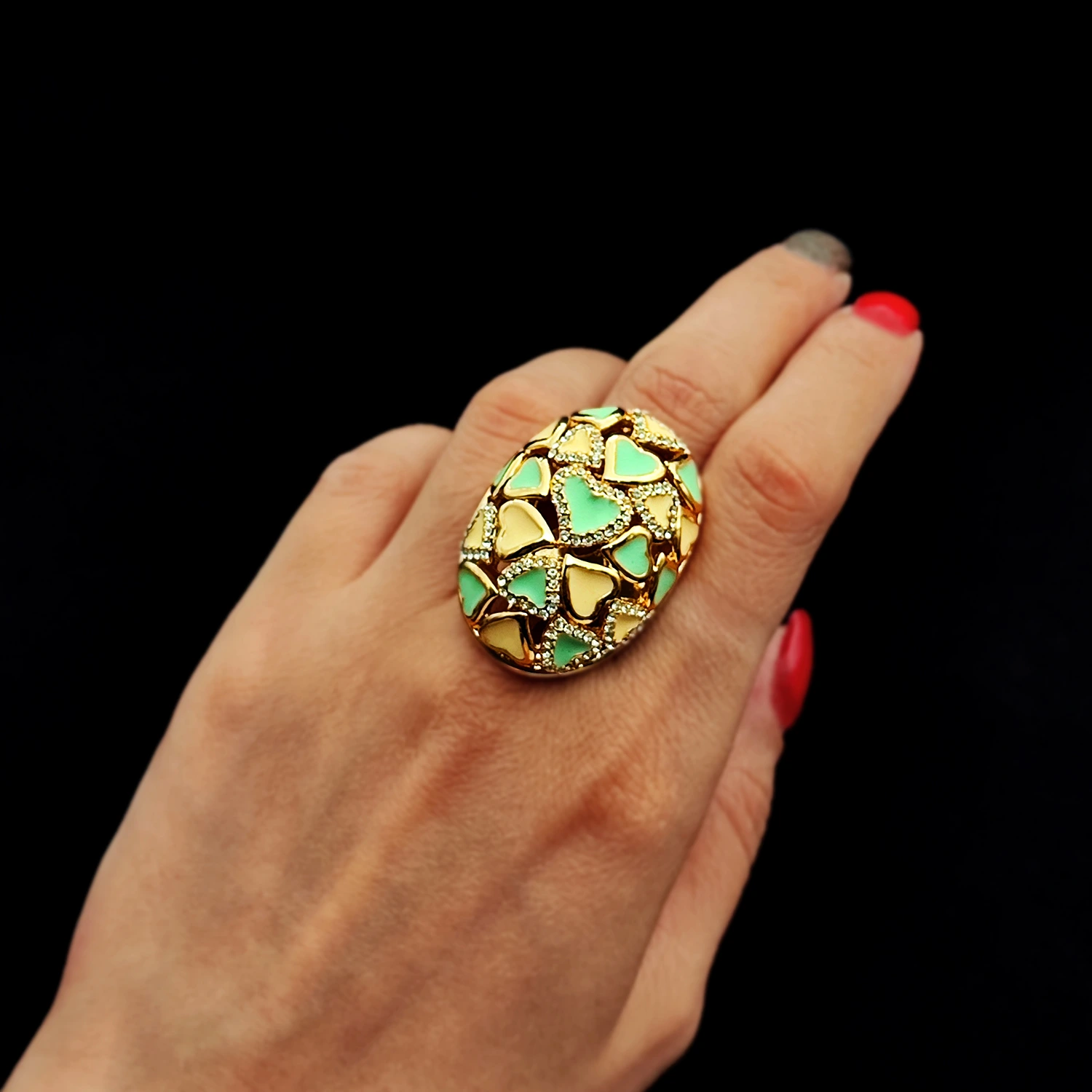 انگشتر مینا فیروزه گرد