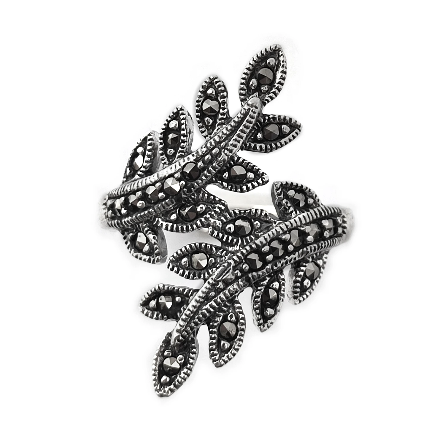 انگشتر نقره برگ حدید