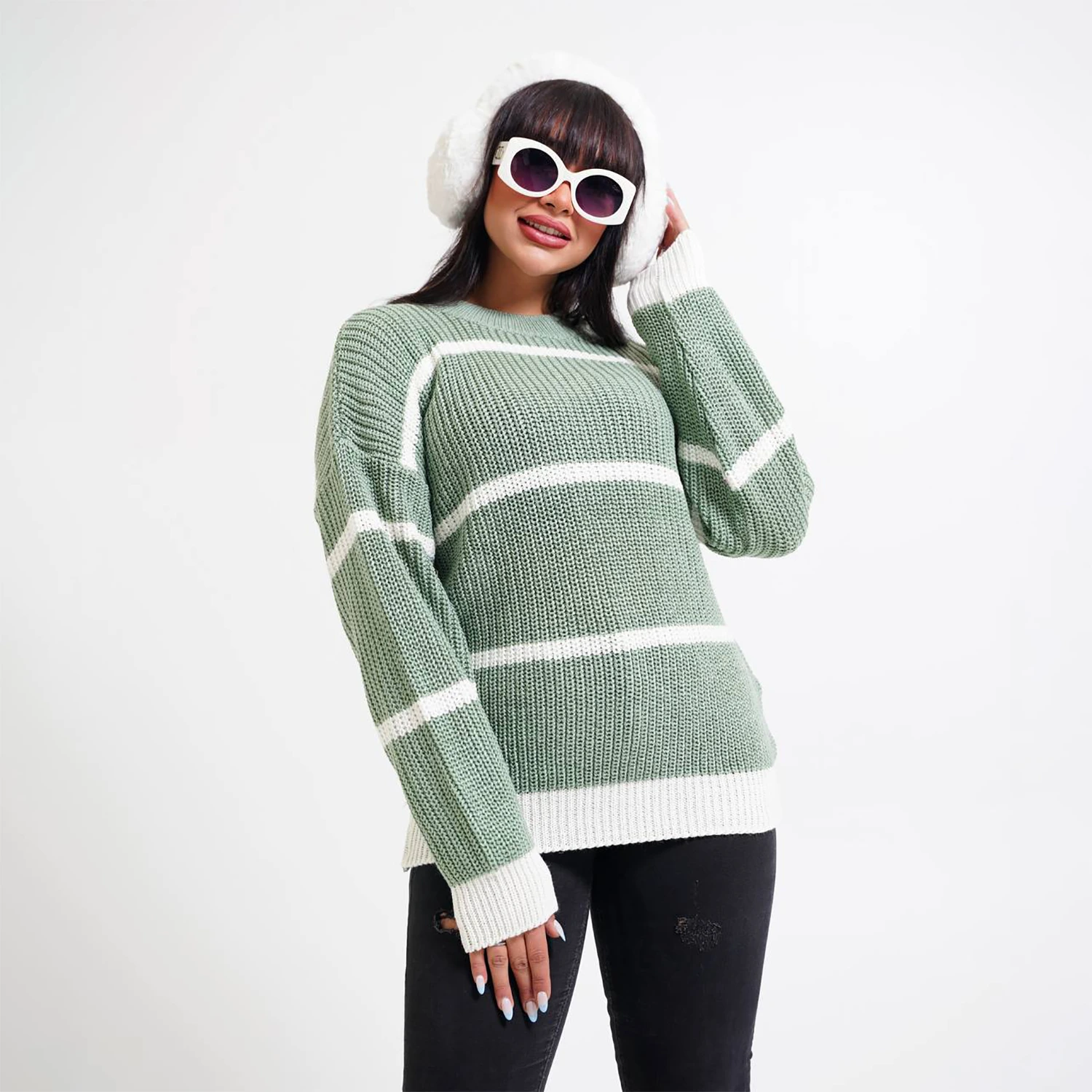 بلوز بافت راه راه سه خط