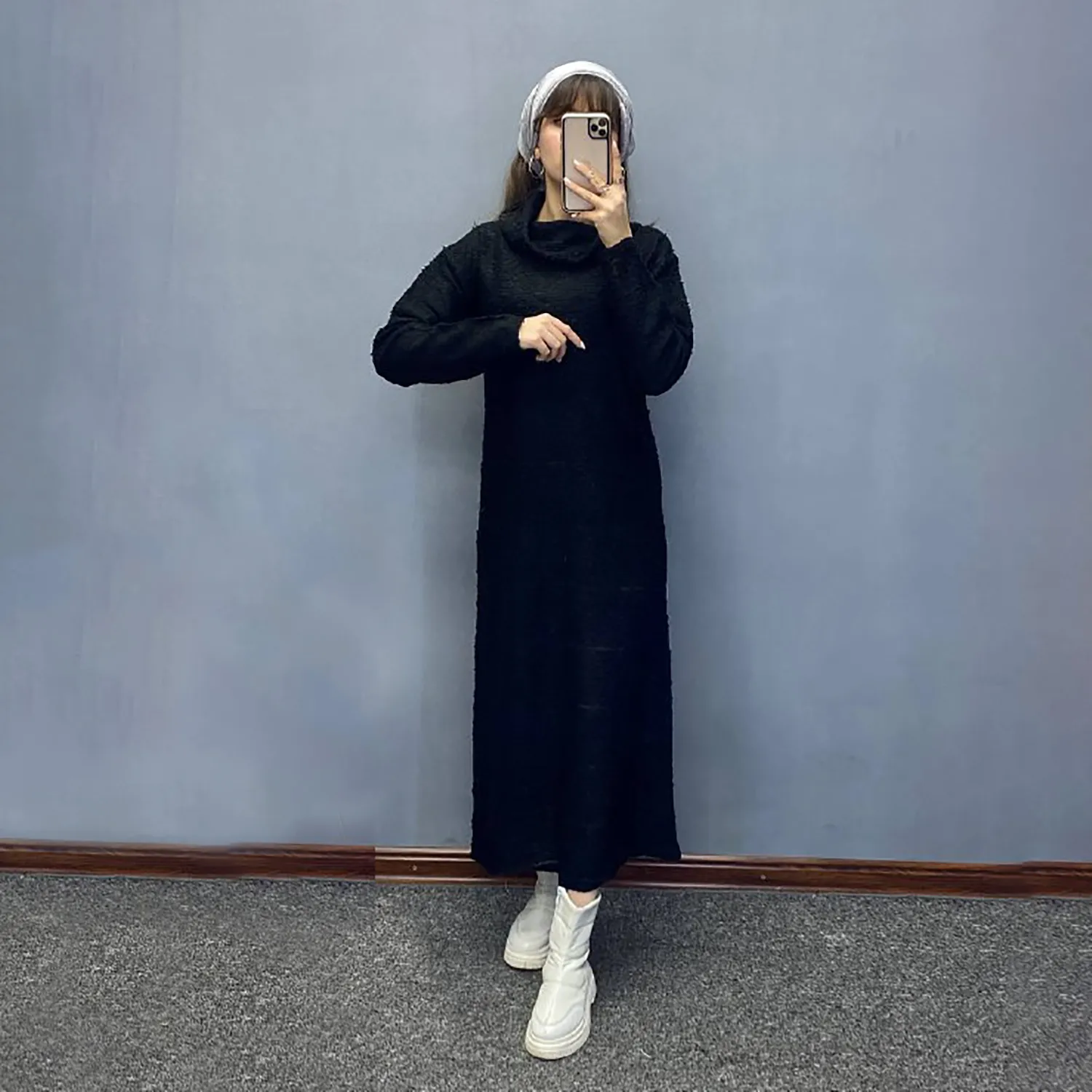 پیراهن ماکسی یقه اسکی شل