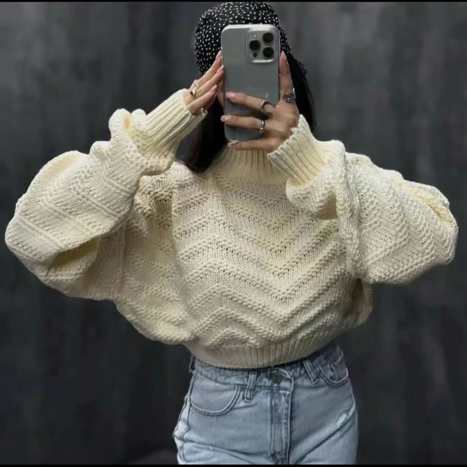 کراپ بافت یقه اسکی مدل موج