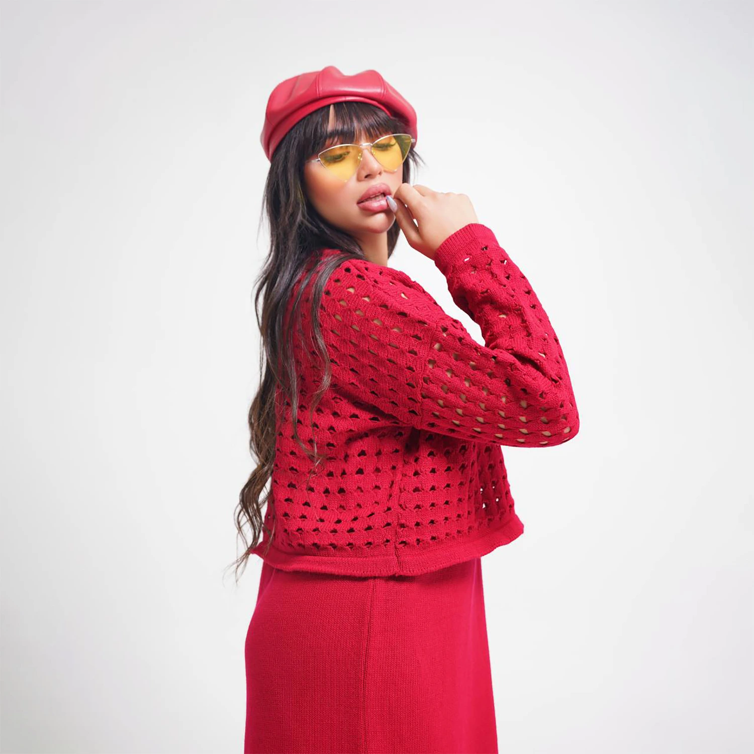 ست دو تیکه سارافون و کراپ بافت