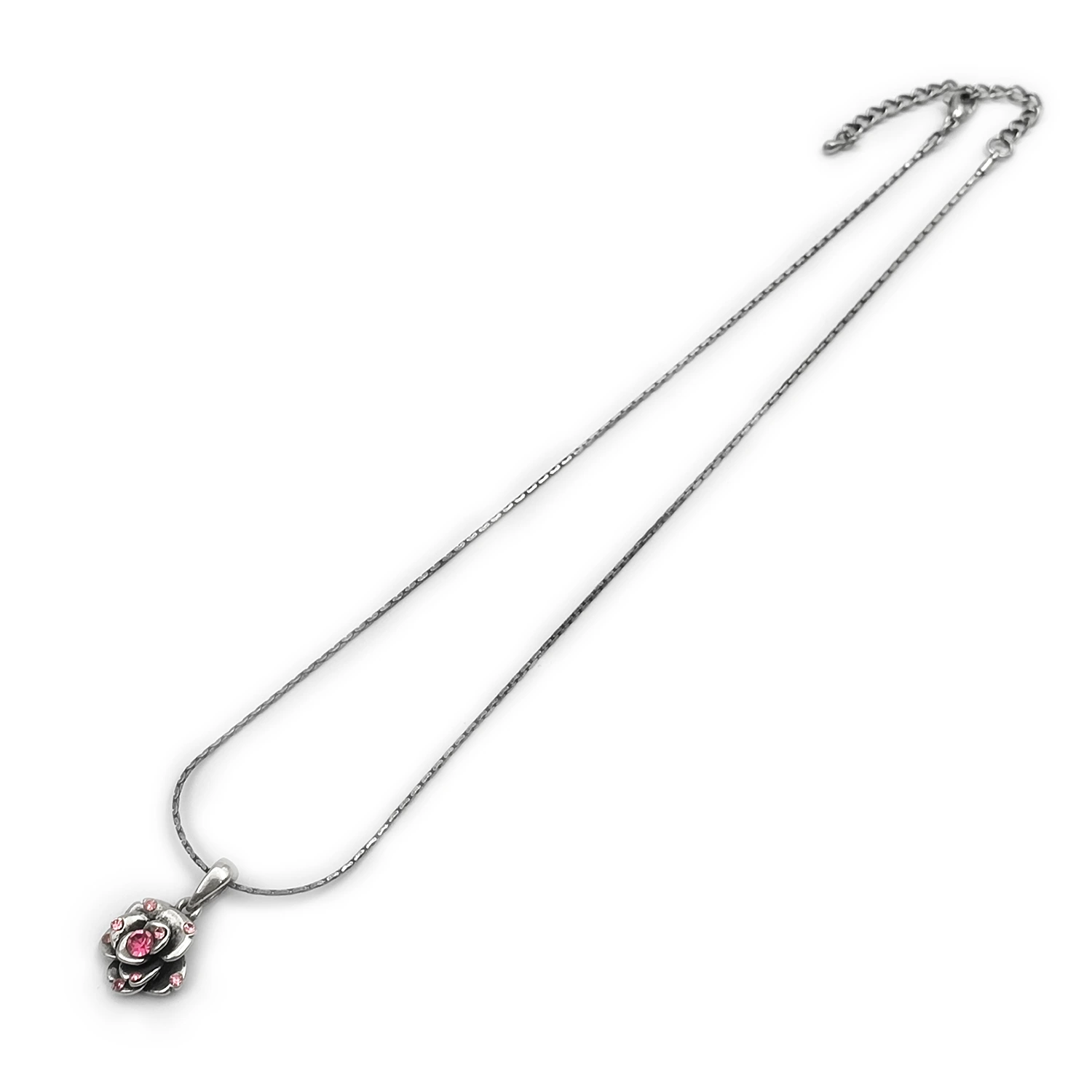 پلاک و زنجیر سیاه قلم گل رز