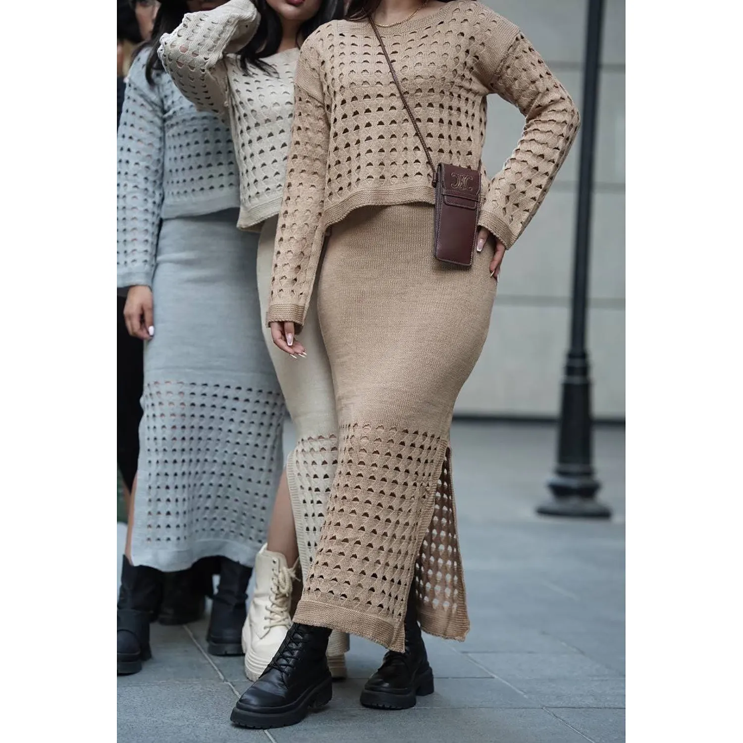 ست دو تیکه سارافون و کراپ بافت