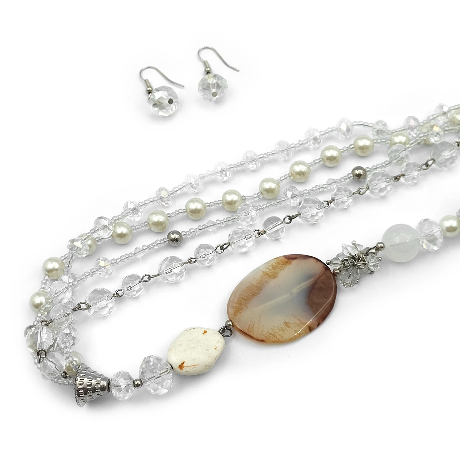 رولباسی و گوشواره عقیق مروارید