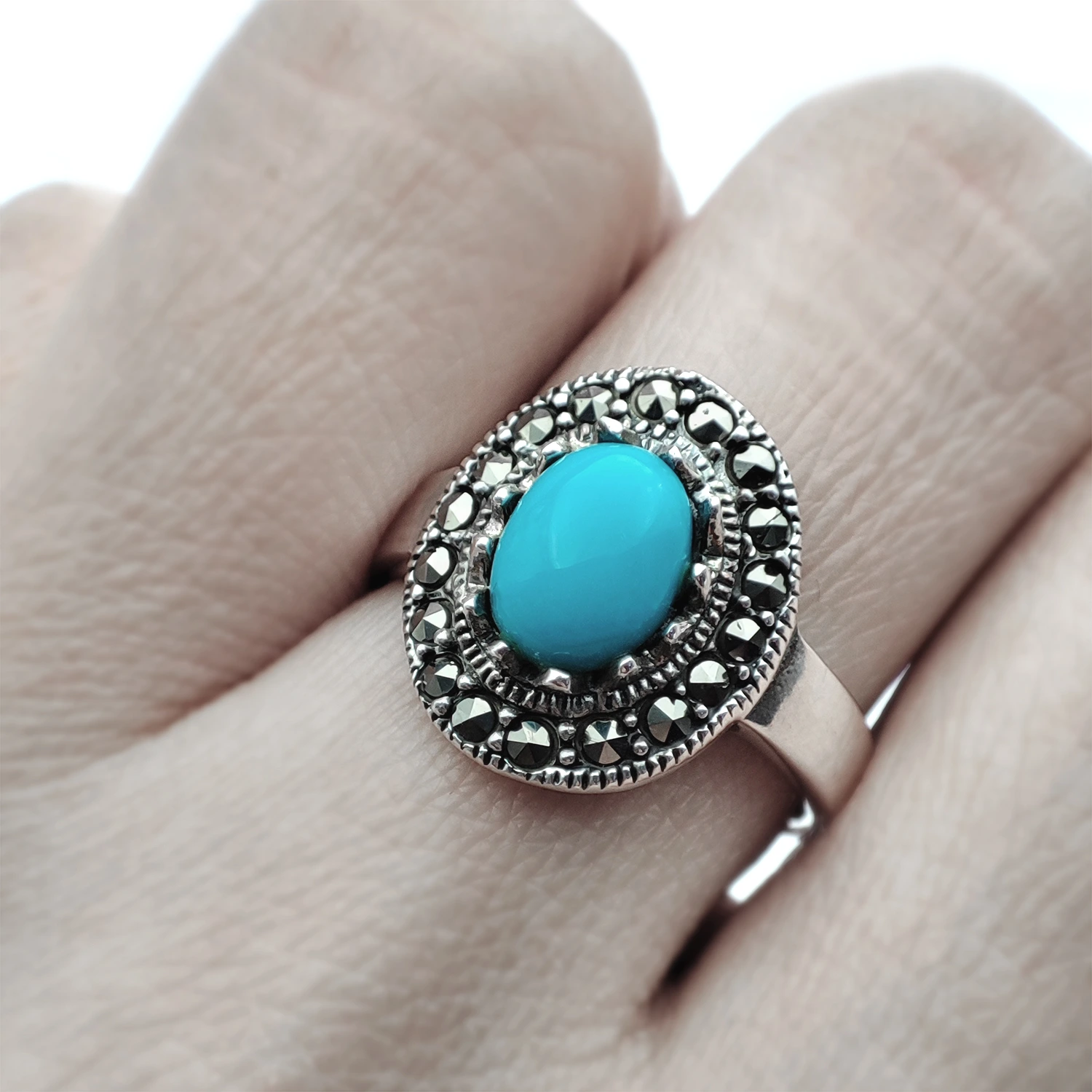 انگشتر  نقره نگین فیروزه