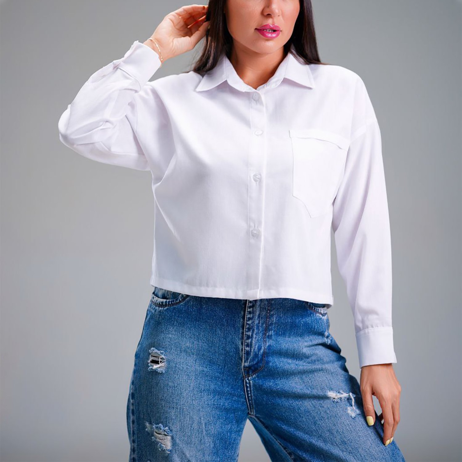 شومیز کراپ جیب پاکتی