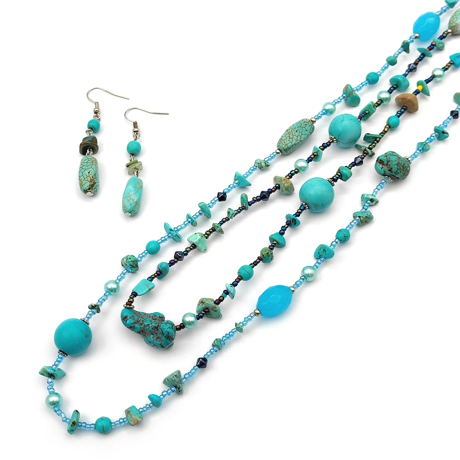 ست گوشواره و رولباسی فیروزه