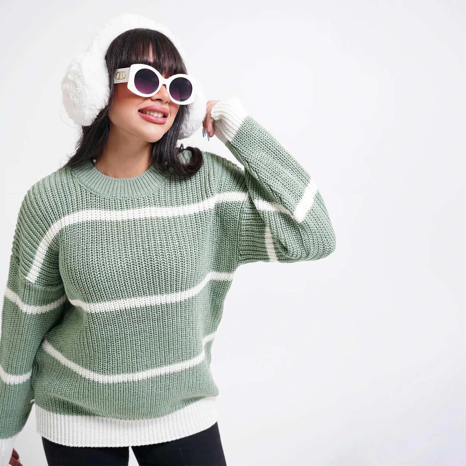 بلوز بافت راه راه سه خط